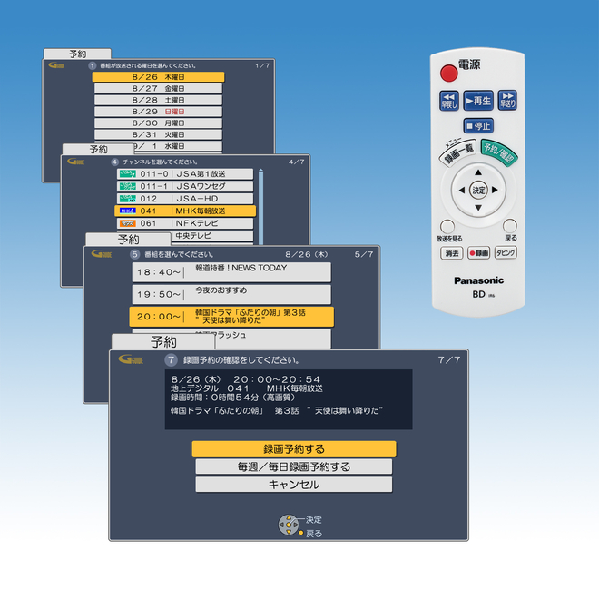 ブルーレイディスクレコーダー「かんたんリモコンとGUI」