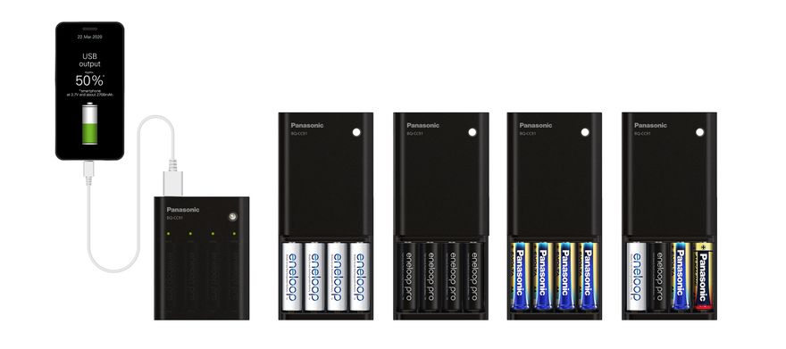 USB入出力付充電器