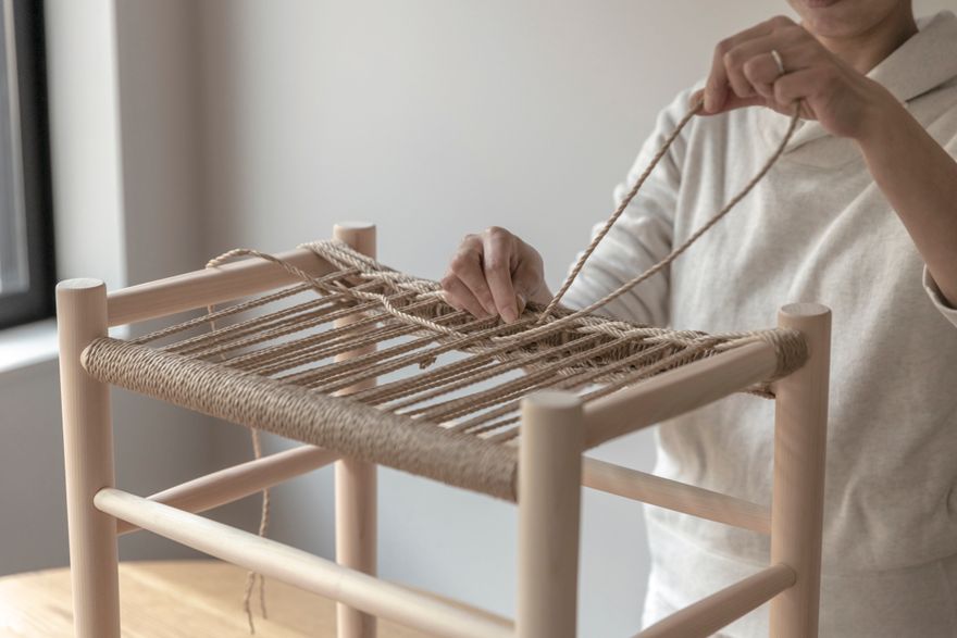 椅子 エレメントウッドワークス 藤スツール 木工ふくなりkitaworks 椅子