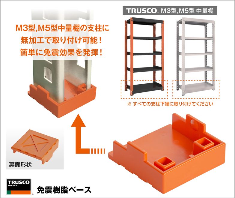 TRUSCO(トラスコ中山):M3型棚用キャスターベースユニット D570用 CUD-570 オレンジブック 5094356 TRUSCO中山 トラスコ TRUSCO M3型棚用キャスターベースユニット