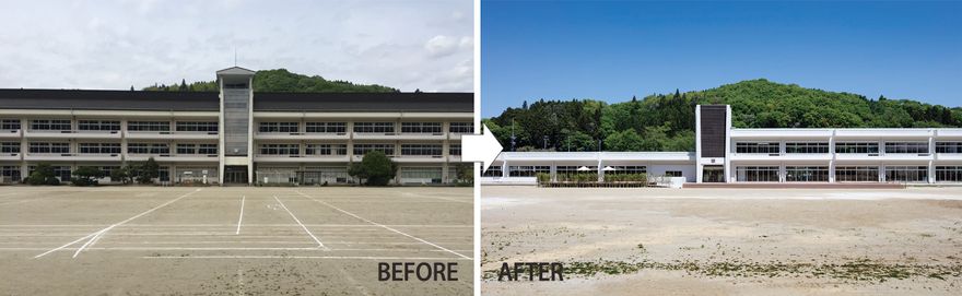 減築耐震補強による廃校舎の利活用