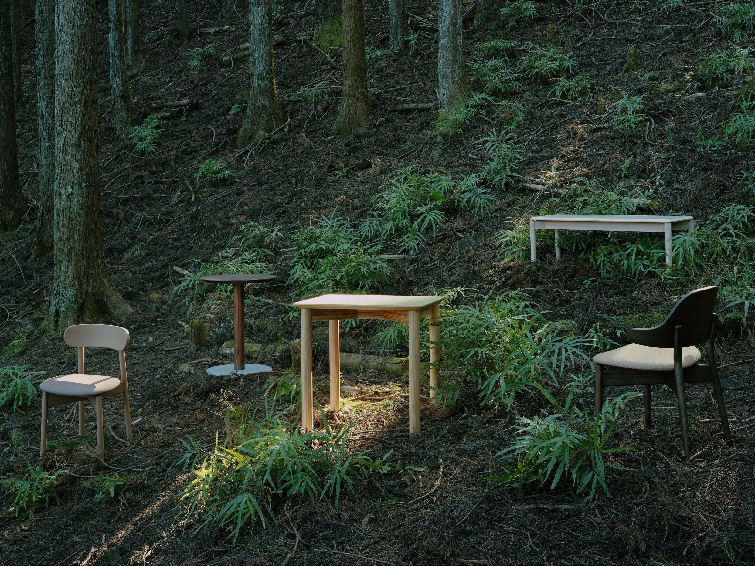 針葉樹の未利用材を活用した家具